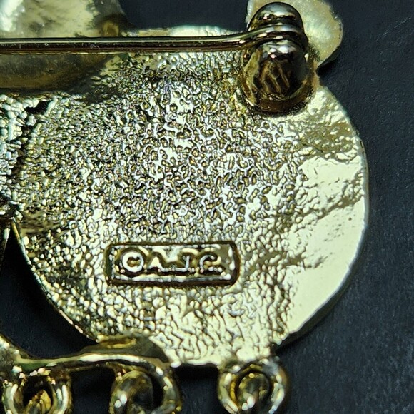 Vintage AJC Antiques Brooch Pin Gold Tone Spell Out Letter Charms 2.25 in. Long - Picture 5 of 9